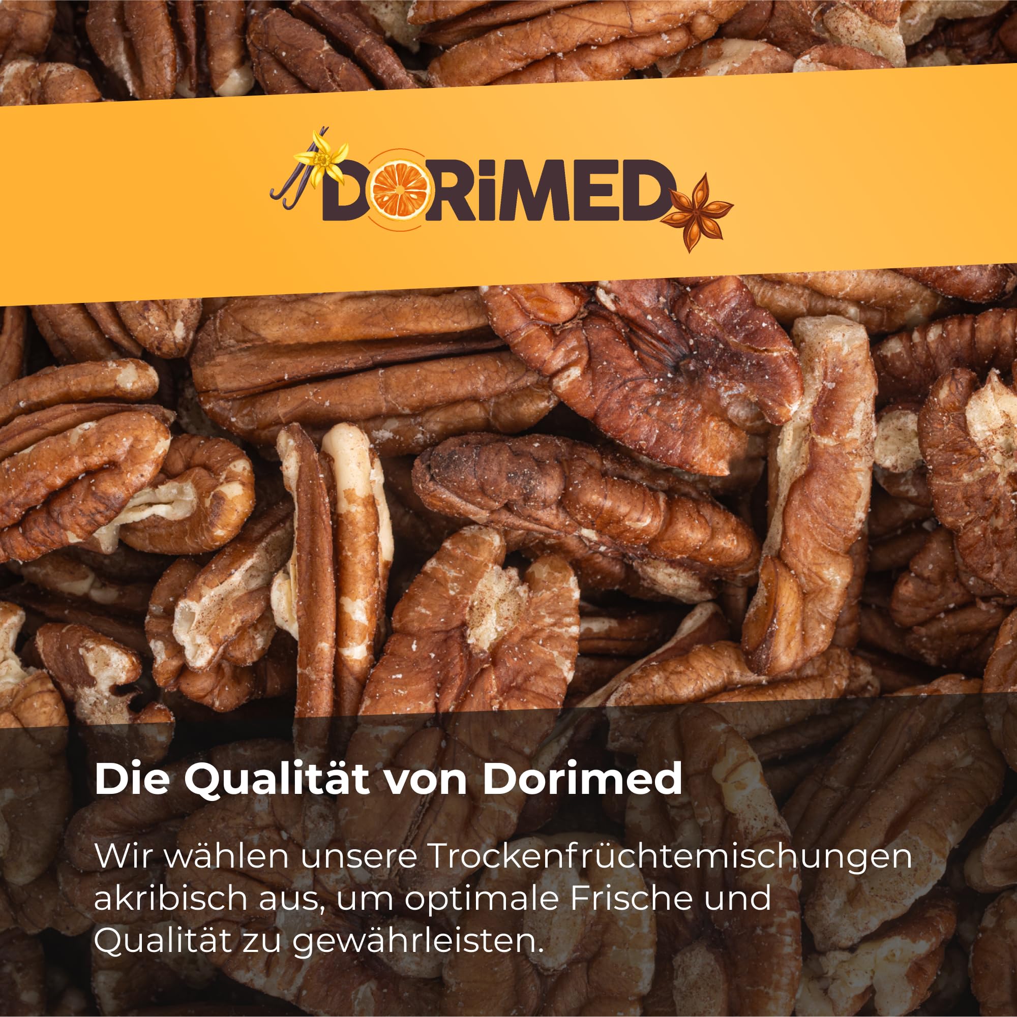 Pekannüsse naturbelassen | 1 kg Pekannusskerne, Nusshälften geschält, natürlichen Ursprungs | ungesalzen, roh, zuckerfrei | geeignet für Vegetarier und Veganer | ohne Gentechnik hergestellt | Dorimed