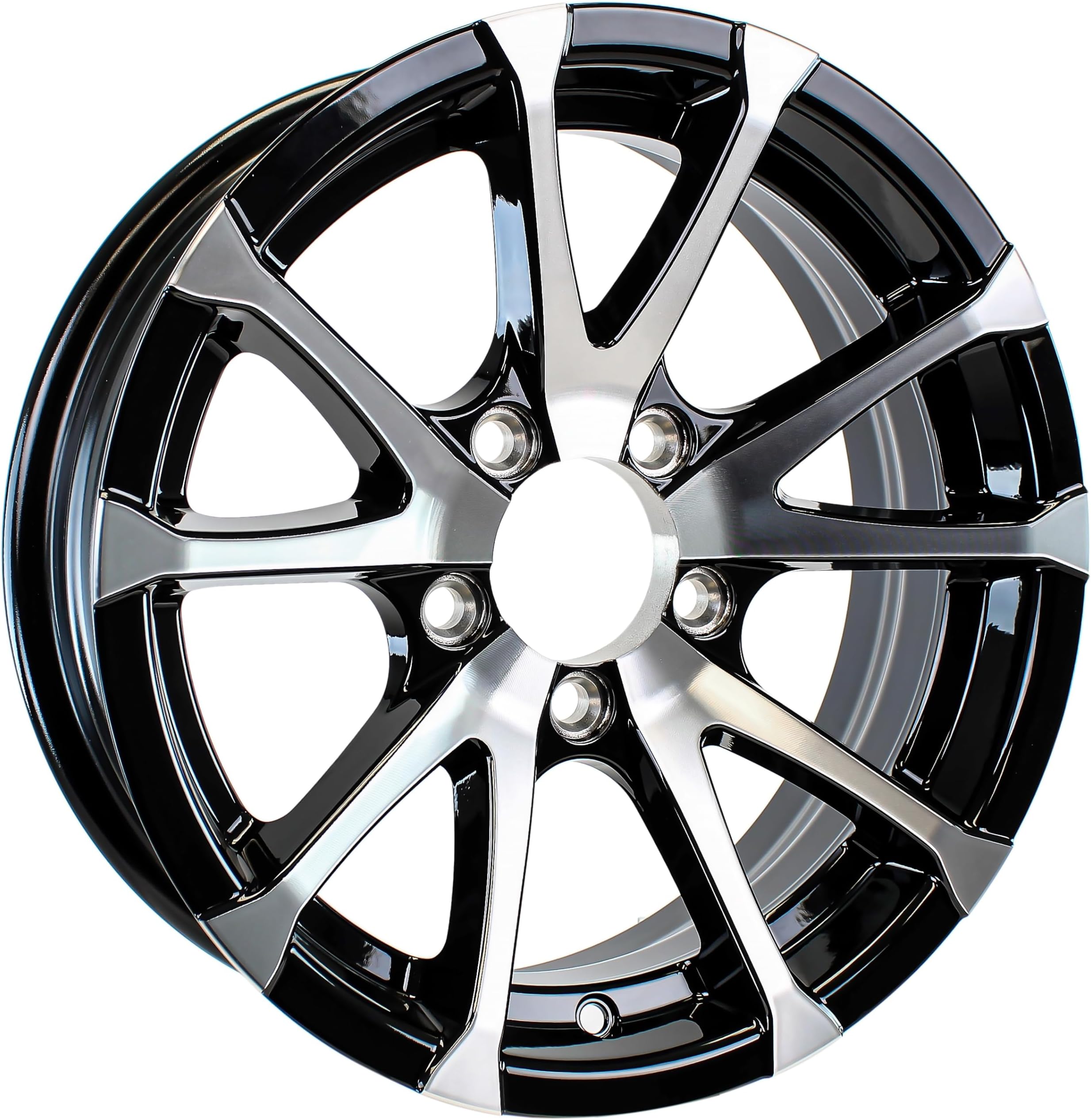 Aluminum Boat Camper Trailer Rim Wheel 5 Lug 14 Inch Avalanche Black V-Spoke