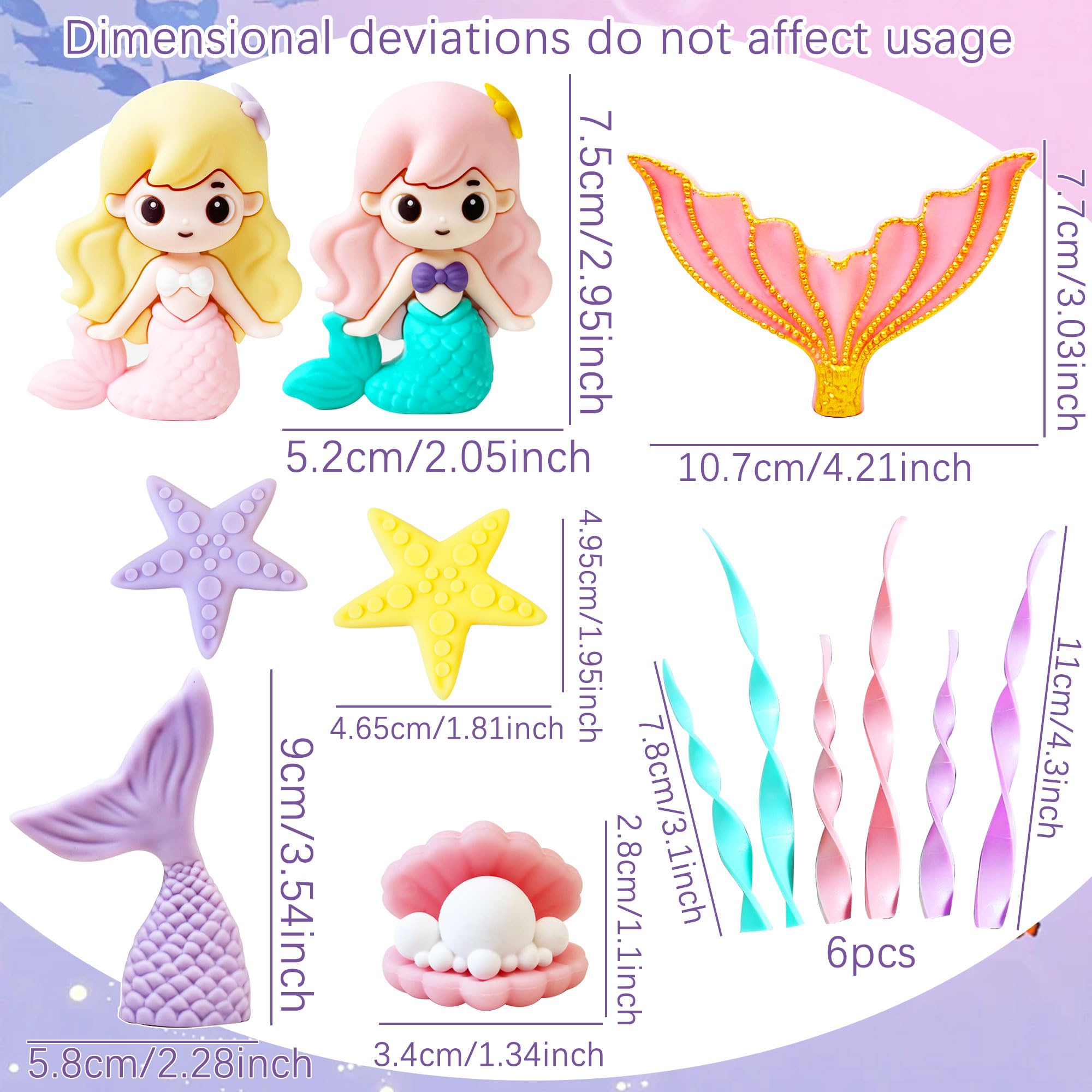 LaVenty Mermaid Tail Cake Topper Under the Sea Cake Decoration Seashell Cake Topper Mermaid Tail Cake Topper Mermaid Party Supplies - Image 2