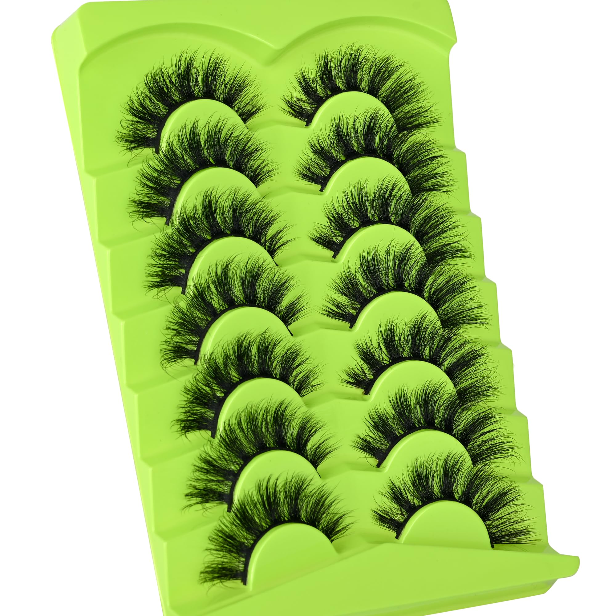 Mink Lashes Wispy Künstliche Wimpern, 3D-Volumenstreifen, 15 mm, Katzenaugen-Wimpern, Kunstnerz, 7 Paar, künstliche Wimpern, Multipack, von Kmilro