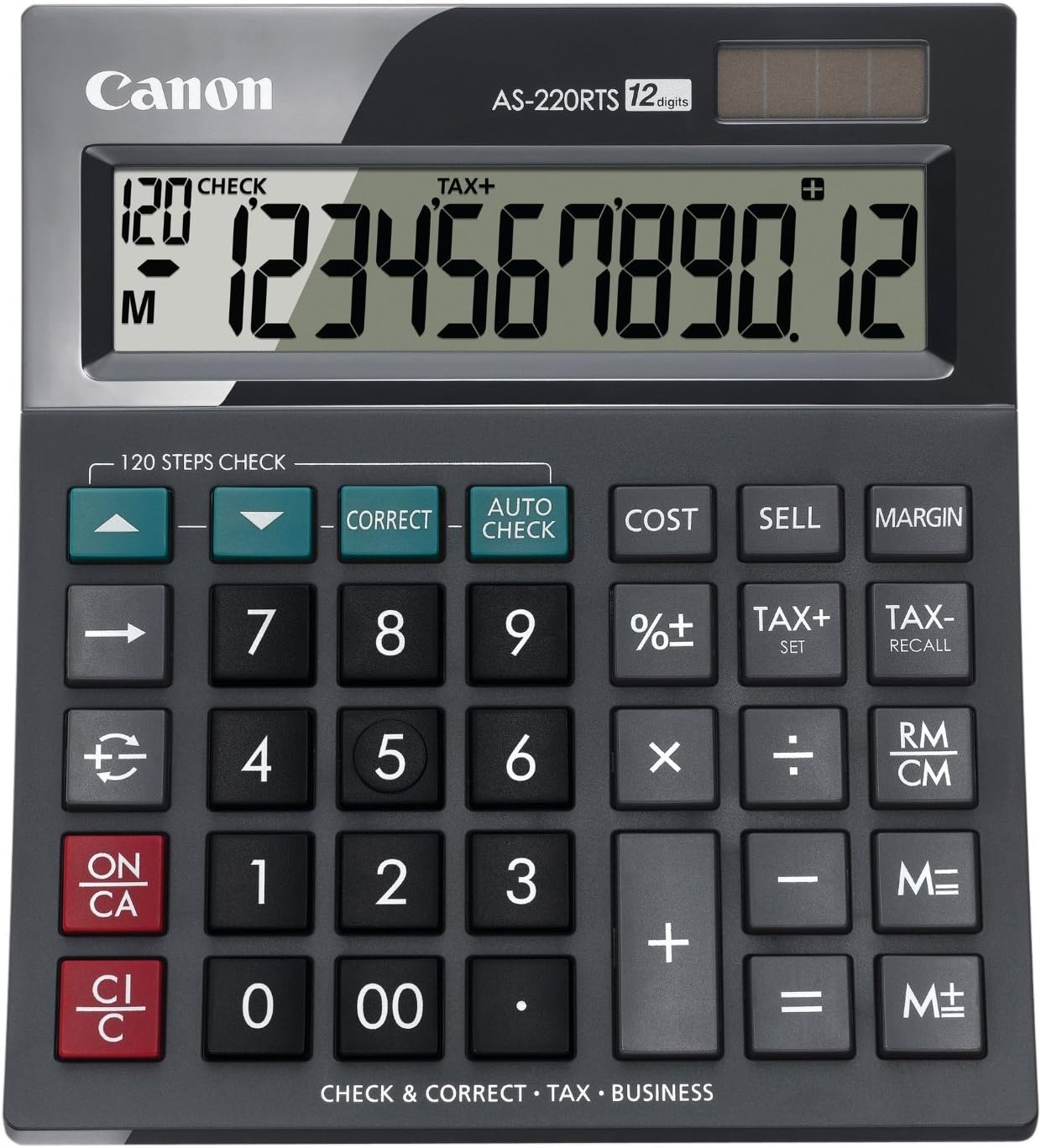 Canon AS-220RTS Compact Desktop Calculator - 12-Digit Display - Lightweight - Suitable for Home & Office