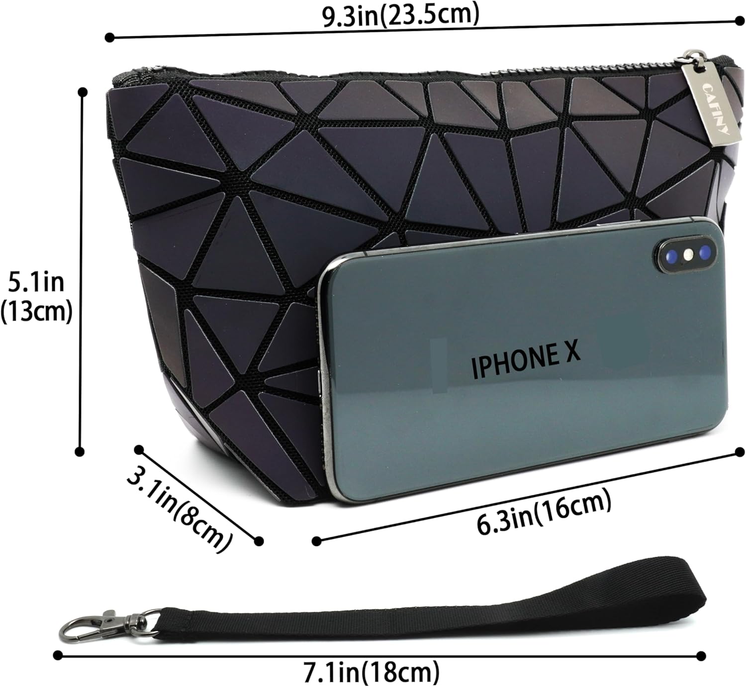 Geometric Women's Backpack Geometries Glow Large Purse Backpack Geometrical Luminous Bag Holographic Travel Bags Retro Daypack for Casual, Cosmetic Bag Set-A - Image 7