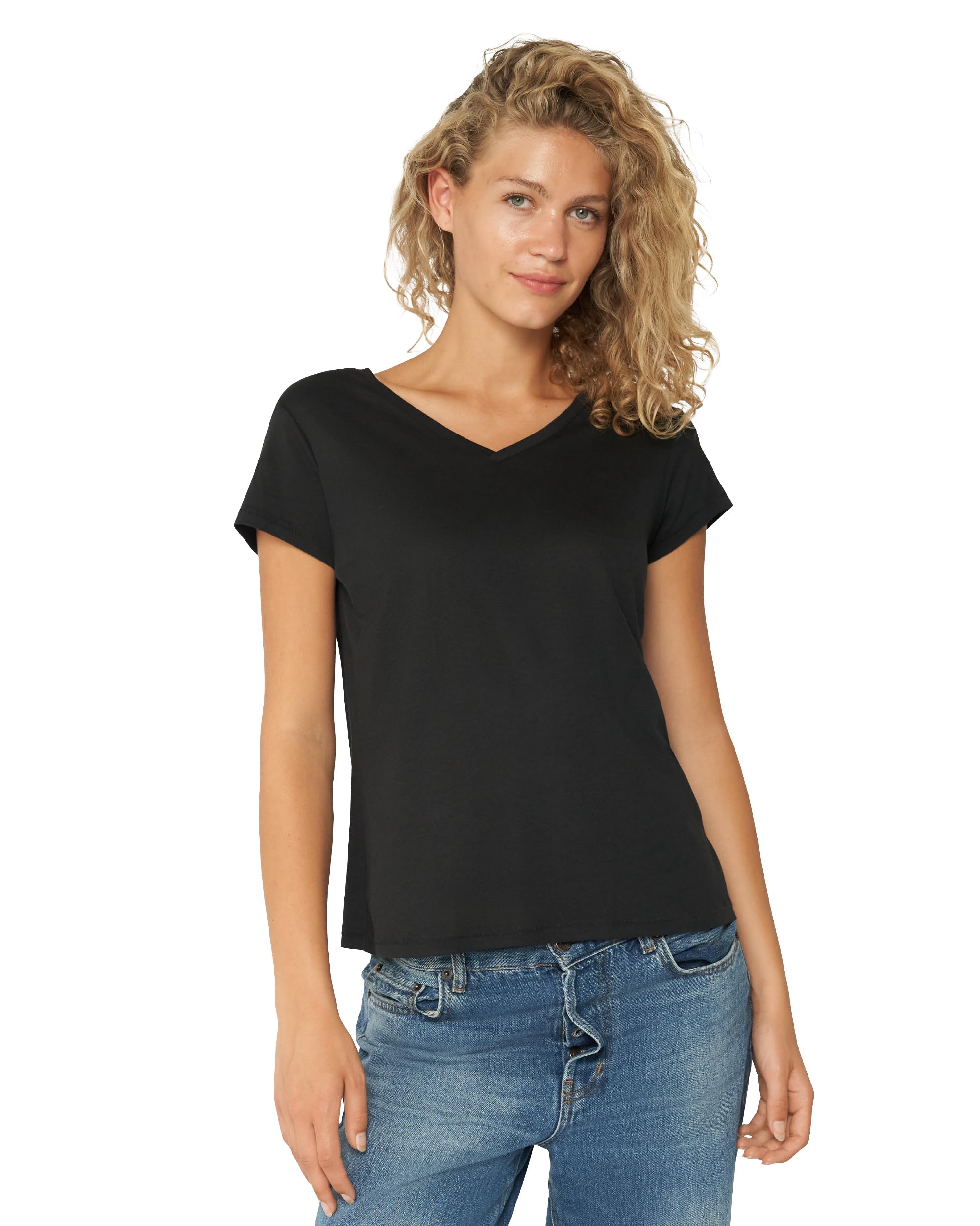 DANISH ENDURANCE Camiseta de Algodón Orgánico para Mujer de Manga Corta, Cuello Redondo o en V…