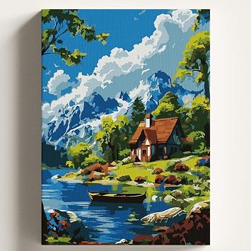 Say larla Boyama Tuval Hobi Seti G ZEL MANZARA Temal  F r a ve Boya Dahil Set  tal  50X70 CM Kendin Yap Say larla Tuval Boya Kiti KASNAKLI