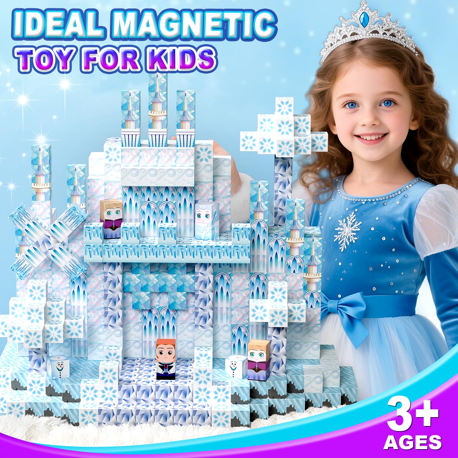 Bloques de Construcción Magnéticos, 150 Piezas de Bloques Magnéticos, Juguetes Magnéticos Sensoriales Creativos, Adecuados para Niños y Niñas de 3+ años, Bloques Magnéticos Como Regalo para Niños