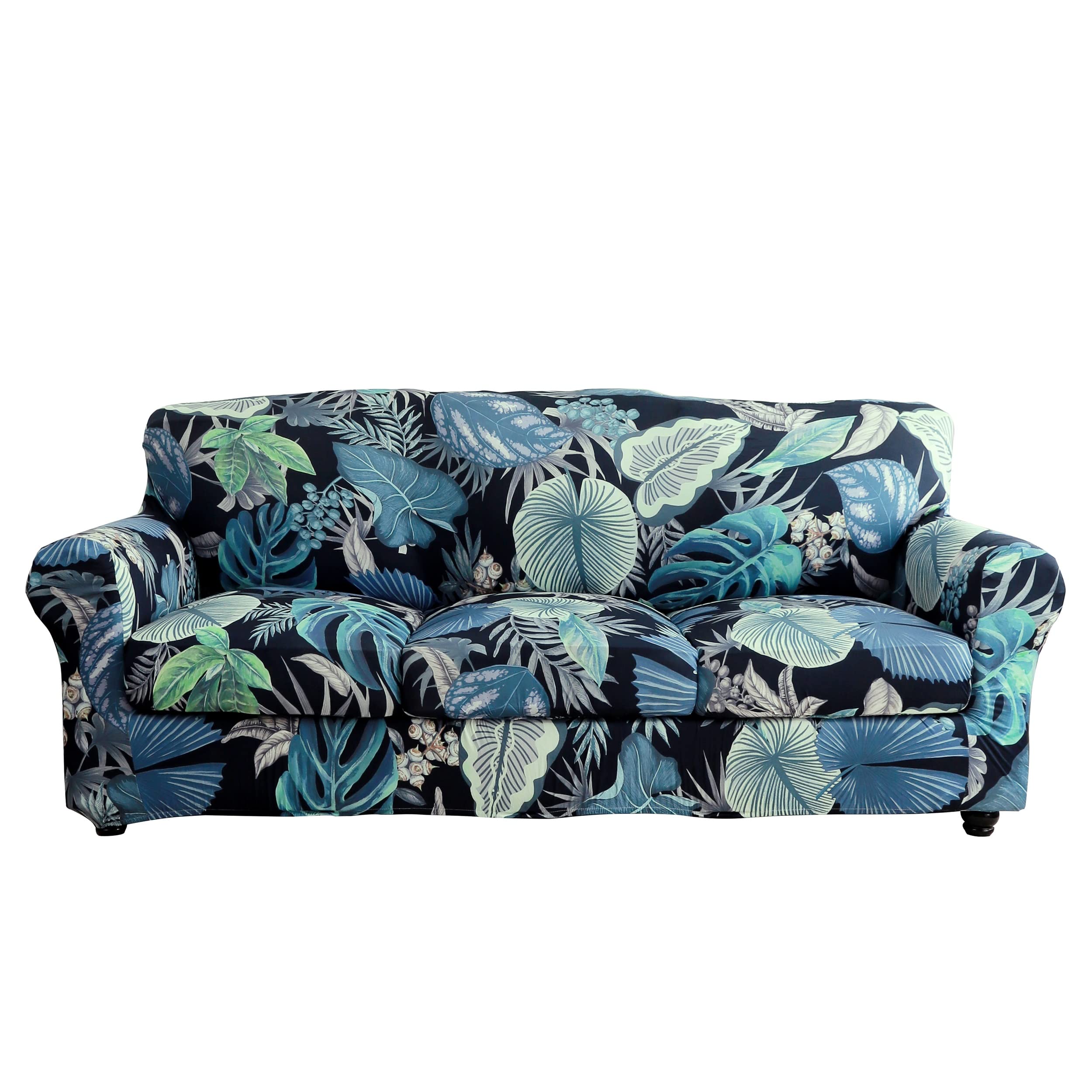 CRFATOP Printed Sofa Couch Cover for 3 Cushion Couch Floral Pattern Sofa Cover with Separate Cushion Cover 3 Pieces 4 Pieces Stretch Sofa Slipcover Sofa Furniture Covers,(Large,04)