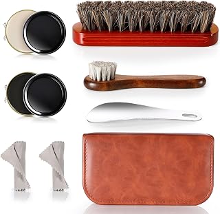 IPOW Leather Shoe Polish Kit for Men & Women, Leather Boots Polish Kit, Black Shoe Cleaning, Shoe Care Kit