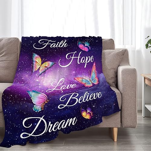 Miniatura 2 de Manta de mariposa suave y cálida para mujeres y niñas, decoración de mariposas moradas, manta de forro polar, acogedora manta de franela ligera de