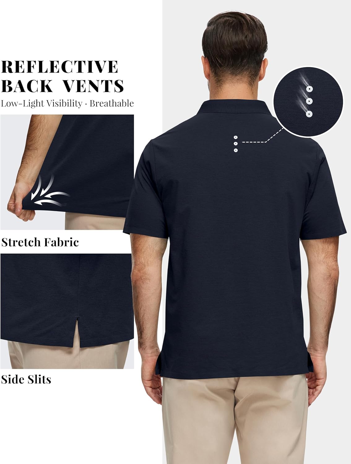 MoFiz Men's Golf Polo Shirt Short Sleeve Quick Dry Breathable Casual Collared Stretch Shirt Lightweight Seamless