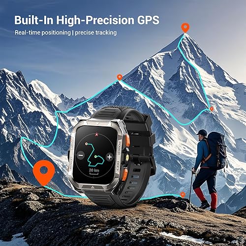 Miniatura 3 de Military Smart Watches for Men (AnswerMake Calls),1.91" Fitness Smart Watch for Android and iPhone, GPS Fitness Trackers Watch with FlashlightHeart