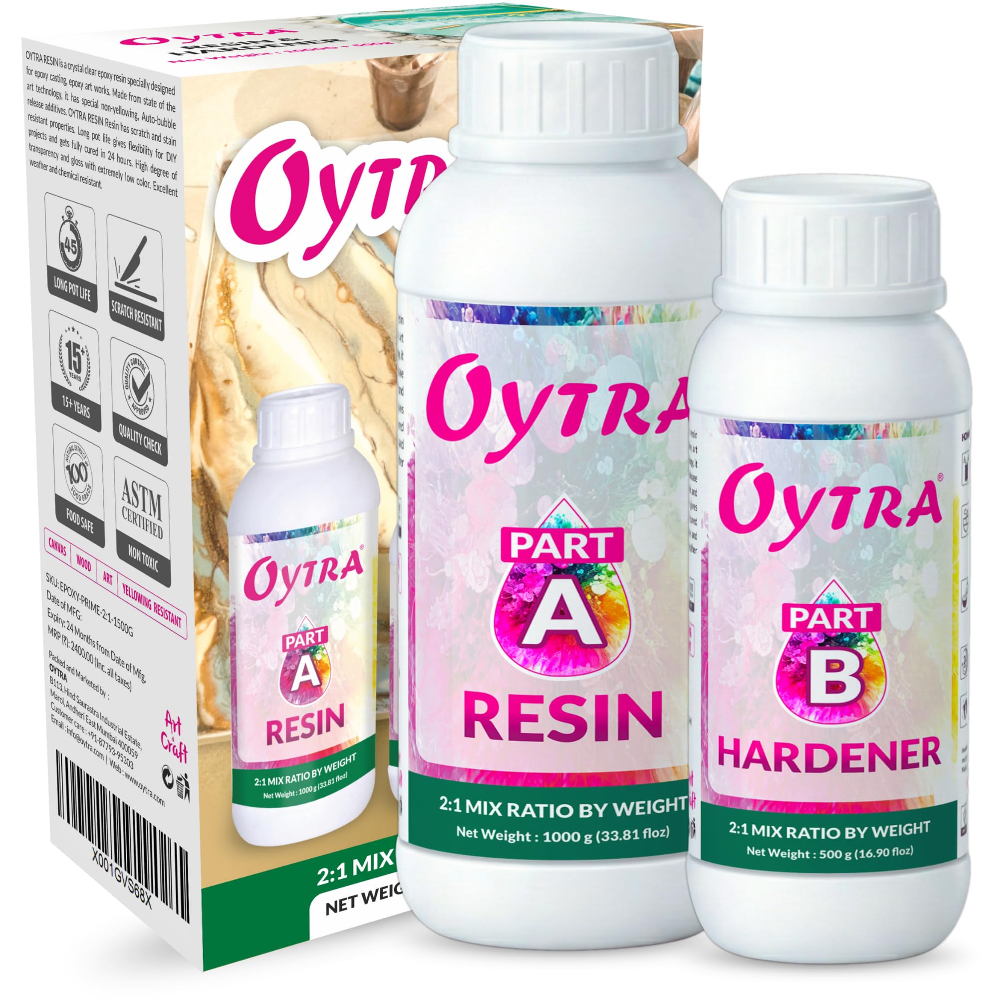 Resin Art Liquid Hardener for Craft Beginners Materials Kit Ultra Crystal Clear Coat Transparent Epoxy 2 1 Ratio Bubble Release Artists Jewellery Set Casting Tabletop DIY Project (1.5 Kg)