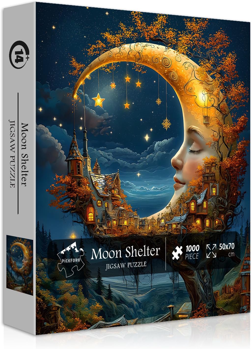 Moon Magic Tree House Puzzles for Adults 1000 Pieces, Nature Plant Art Mystery Starry Night Themed Jigsaw Puzzle, Fantasy Hard Difficult Challenging Puzzles for Adults
