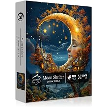 Moon Magic Tree House Puzzles for Adults 1000 Pieces, Nature Plant Art Mystery Starry Night Themed Jigsaw Puzzle, Fantasy Hard Difficult Challenging Puzzles for Adults