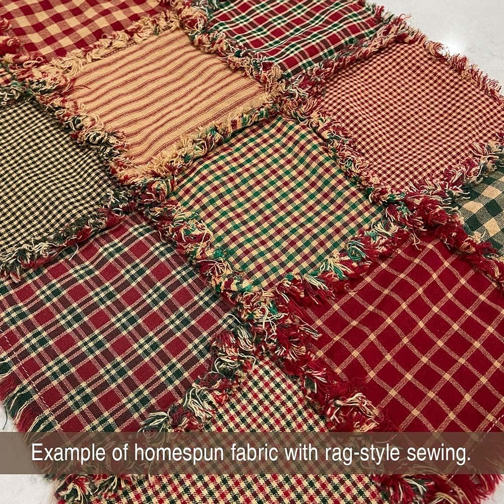 Primitive Red 7 Homespun Cotton Plaid Fabric by JCS - Sold by The Yard