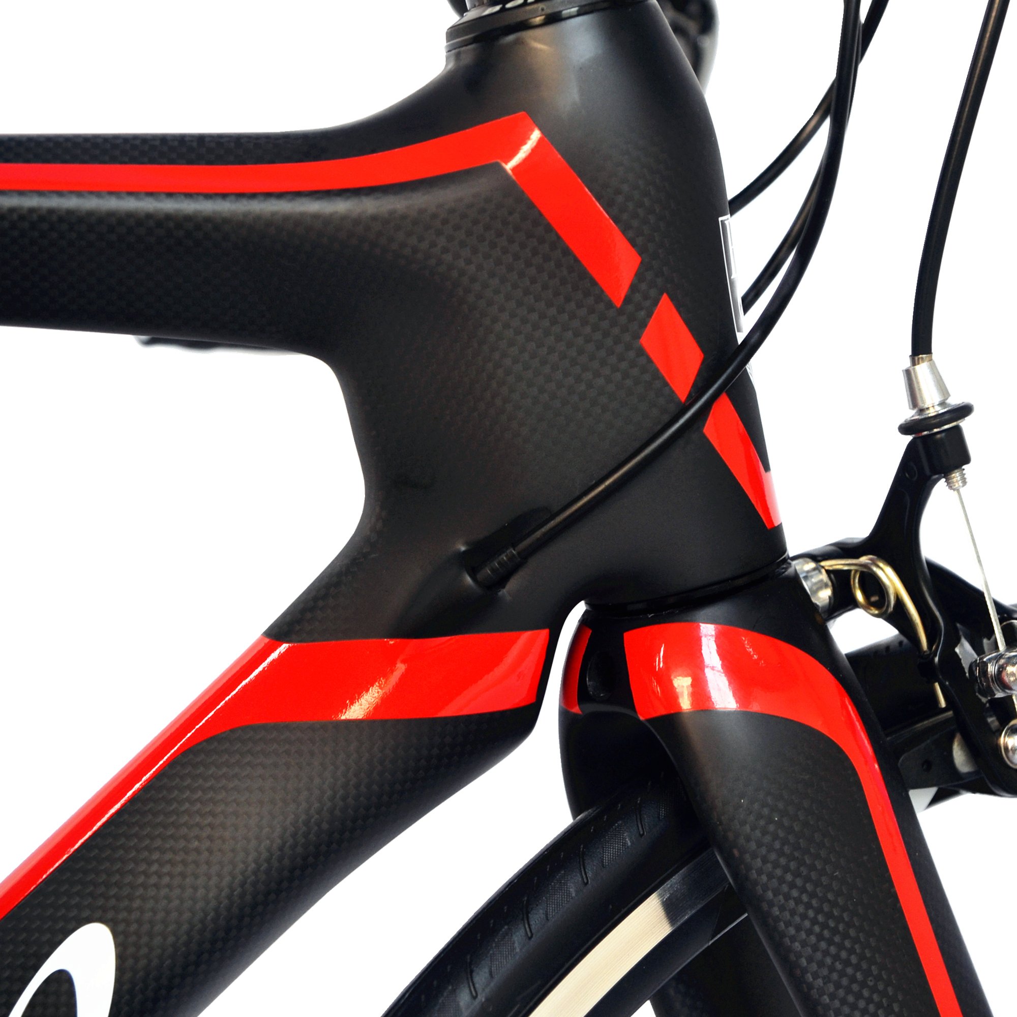 2016 700C Strada Shimano 105 Biciclette con Un Telaio 11S 5800 Bici da Corsa T800-M40 Fibra di Carbonio Aero 18.3Lbs Ultralight Cb013A-2 (Mato Nero e Rosso, 500Mm)