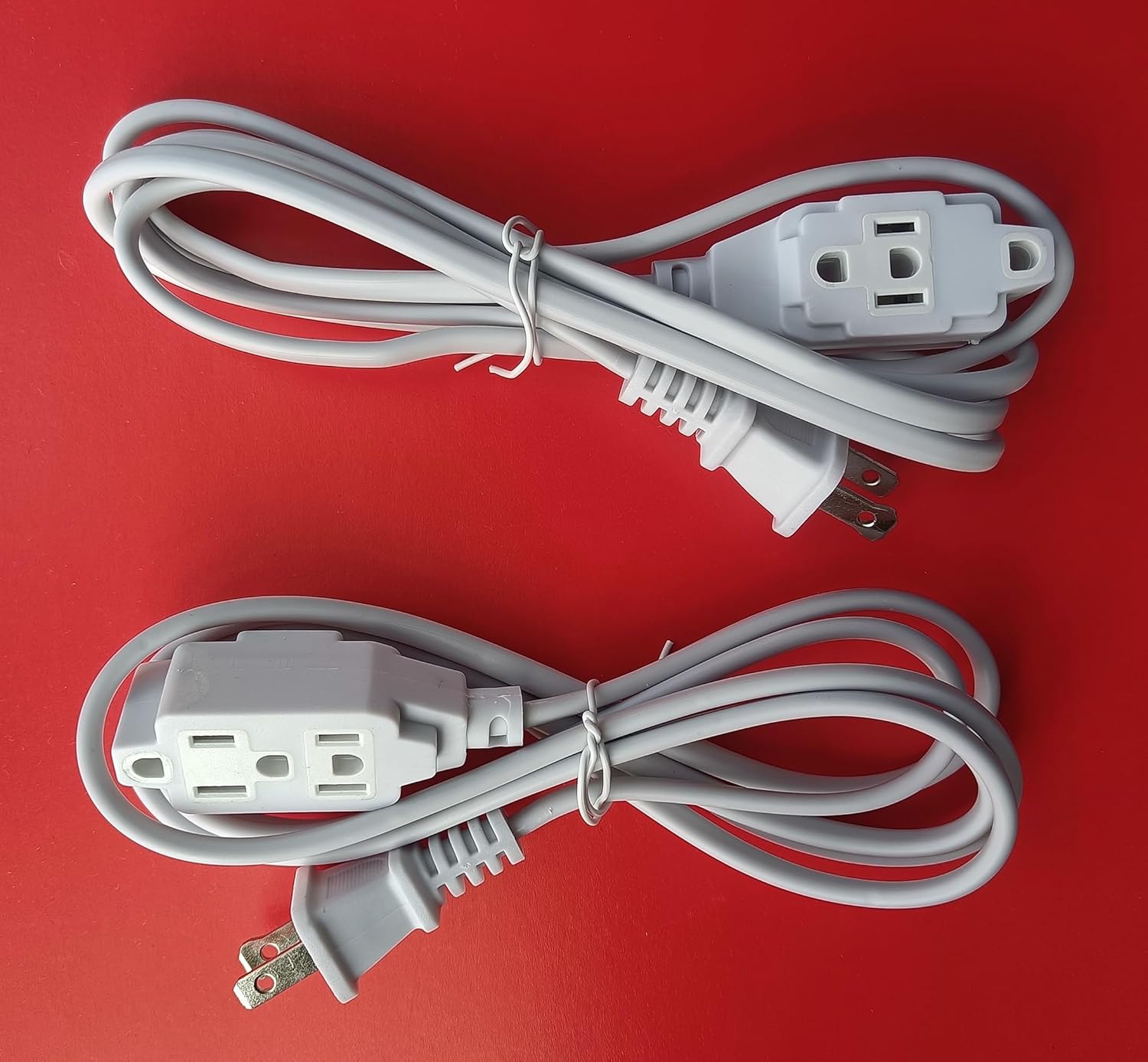 Power Strip,2 Prong Flat pin Plug in,use for Bulb,TV,Hair Dryer,Phone Charger,Fan, Drill,lamp,Office,Household,Travel,16 Gauge,1.8 kilowatts,3ft,6ft,9ft,12ft,Extension Cord Socket,White (6Ft(1.8M))