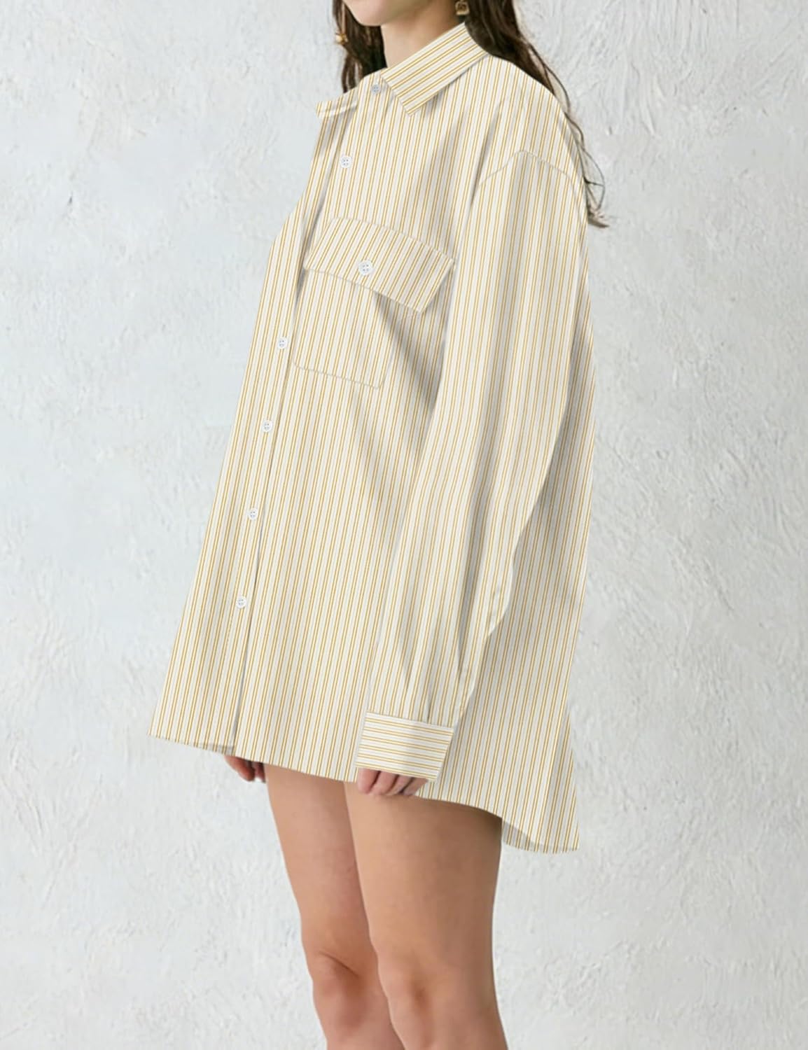 AKEWEI Button Down Shirts for Women Long Sleeve Collared Work Blouse Fashion Oversized Office Shirts with Pocket - Image 5