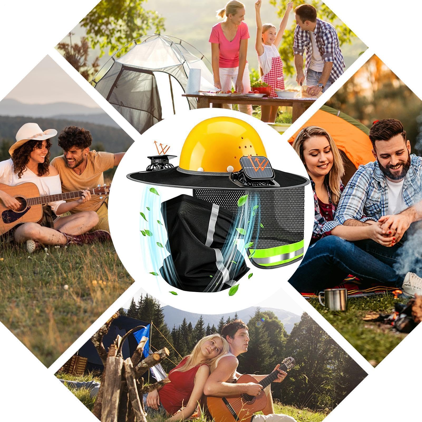 Casque de protection solaire | Housse de protection solaire légère avec ventilateur solaire | Protection UV pour le visage et le cou | Pour chantier, extérieur, travail en plein air, jardinage