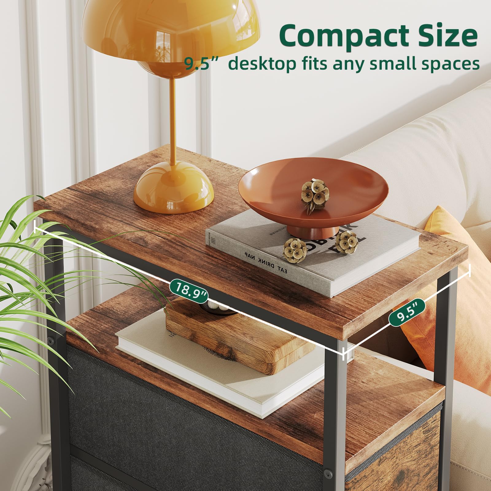 CAIYUN Narrow Dresser Chest of Drawers, Large 4 Drawers Dresser