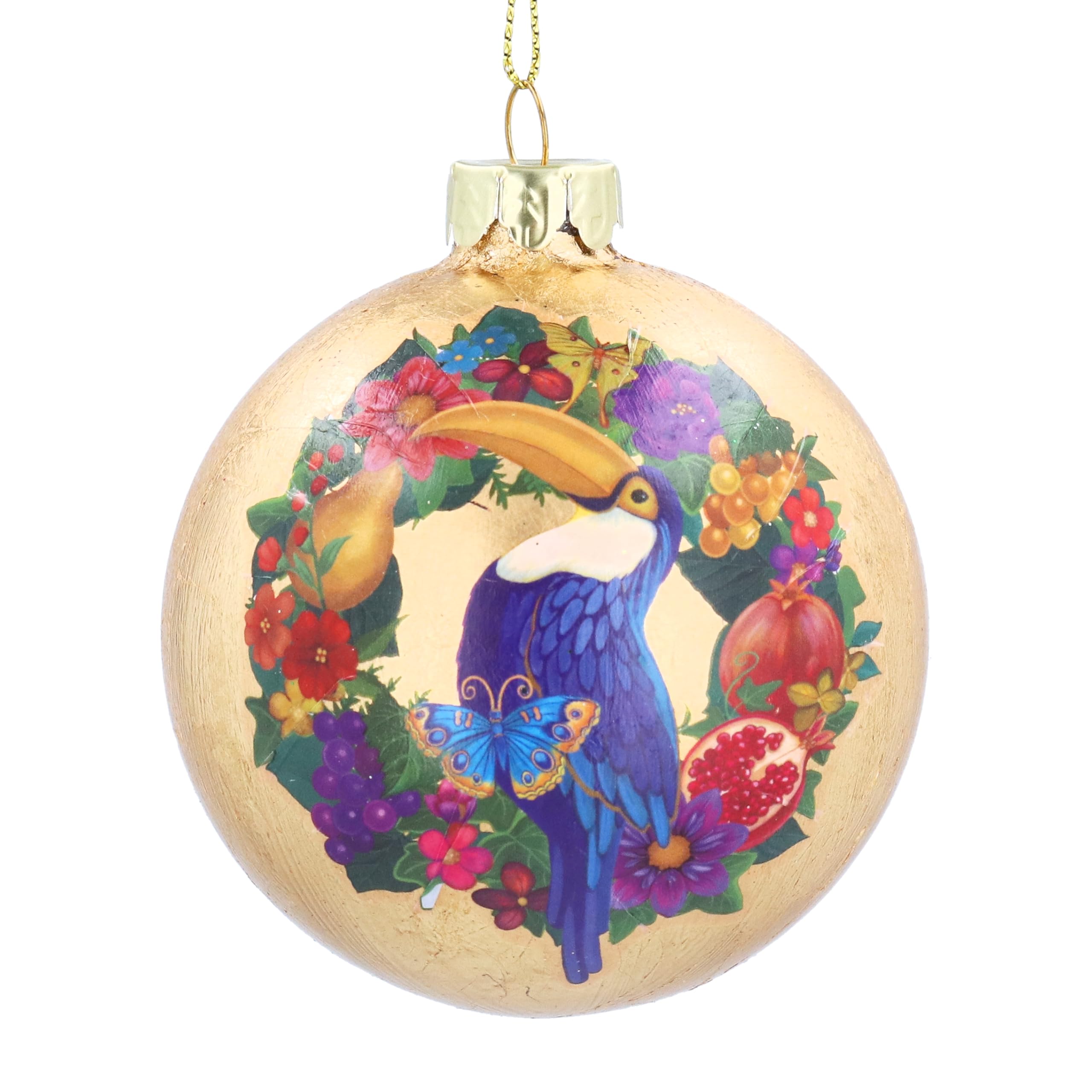 Gisela Graham Gold Toucan Glass Bauble Christmas Decoration