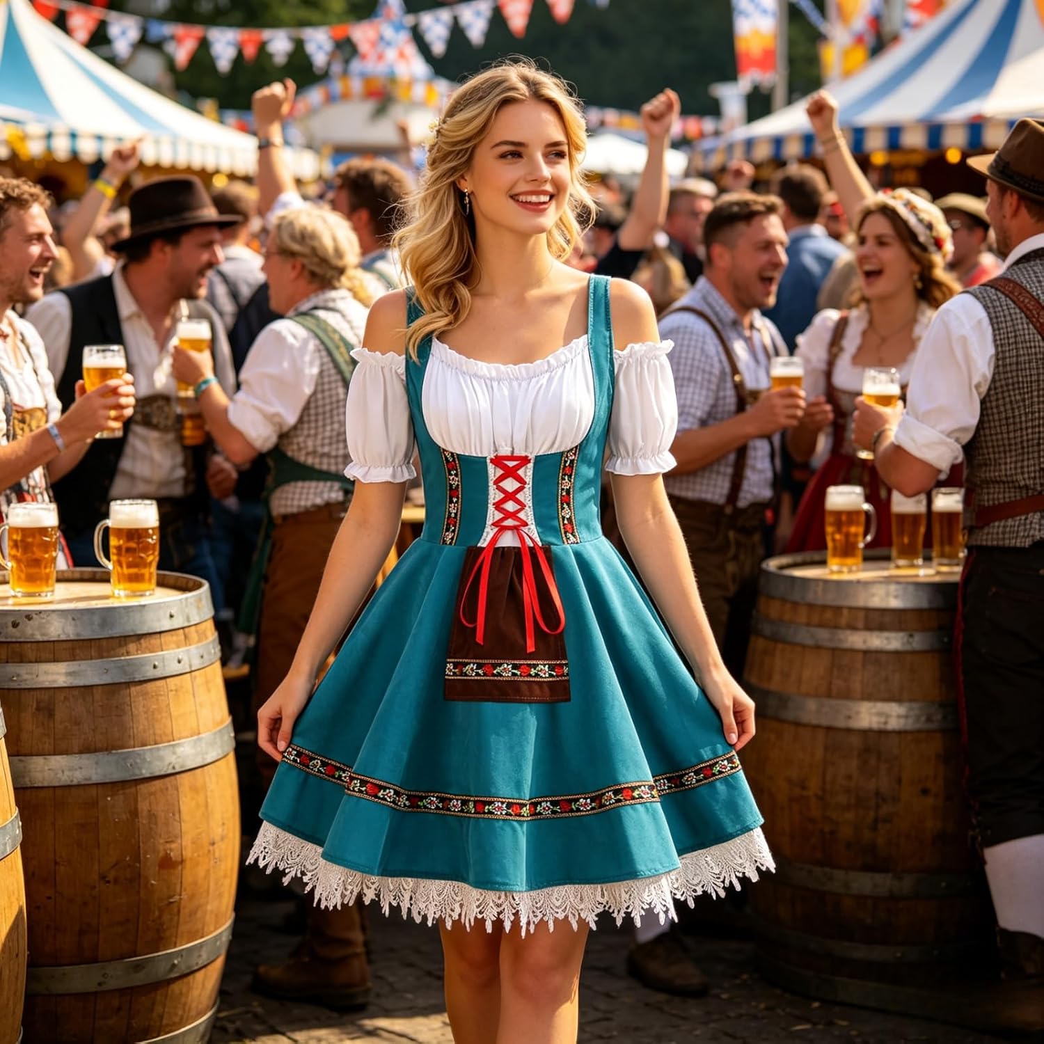 LMYOVE Ladies' German Beer Festival Costumes Bavarian Oktoberfest Off The Shoulder Velvet Adult German Dresses