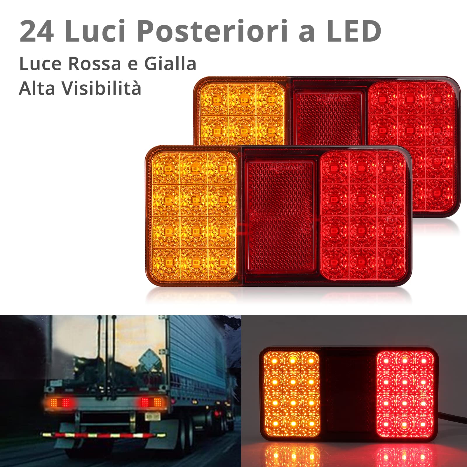 Justech 2PCS Fanali Posteriori Luci Posteriori a LED 2x18LED-12V Luci Posizione LED Indicatori di Parcheggio Impermeabile Universale per Veicolo Rimorchio Caravan Camion Trattore Autocarro-E mark