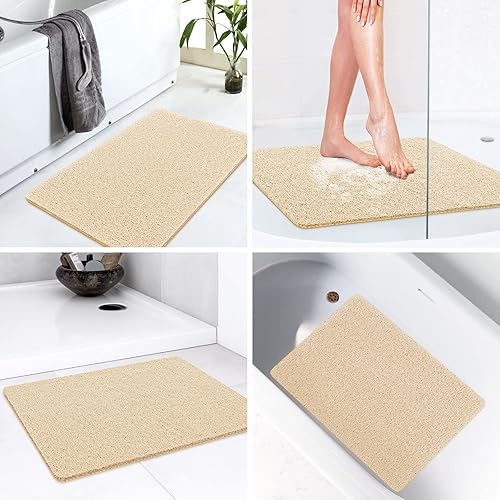 Miniatura 7 de LuxStep Tapete de ducha de 24 x 16 pulgadas, tapete de baño antideslizante con drenaje, tapete de baño de PVC de secado rápido para bañera, ducha,
