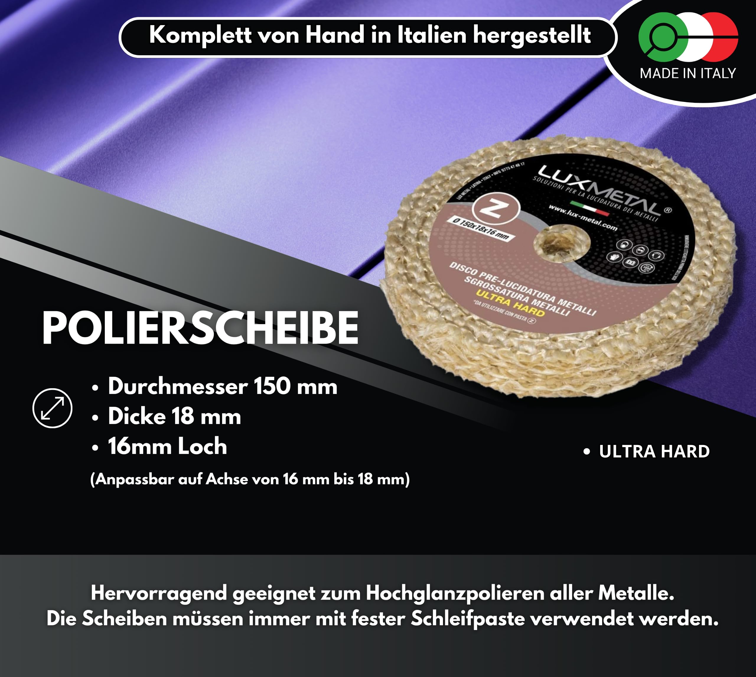 Lux Metal - Polierscheibe 300 mm Sisal grob für schleifbock doppelschleifer bohrmaschine akkuschrauber winkelschleifer Polierscheiben Zum Polieren Metall wie Aluminium Edelstahl, für Polierpaste Lux Metal - Polierscheibe 300 mm Sisal grob für schleifbock doppelschleifer bohrmaschine akkuschrauber winkelschleifer Polierscheiben Zum Polieren Metall wie Aluminium Edelstahl, für Polierpaste