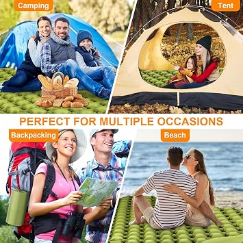 TEKIK Double Sleeping Pad, 4 Extra-Thick Mat with Pillow for Camping