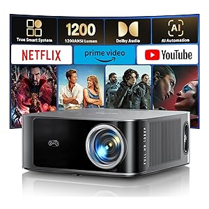 Proiettore 4k【Netflix Ufficiale / 1200 ANSI / 36W Dolby Audio】Wifi 6 e Bluetooth Bidirezionale proiettore, AI Autofocus / Evita Ostacoli Proiettere TV, videoproiettore Toptro X9 per PS5 / Outdoor / Home Theater