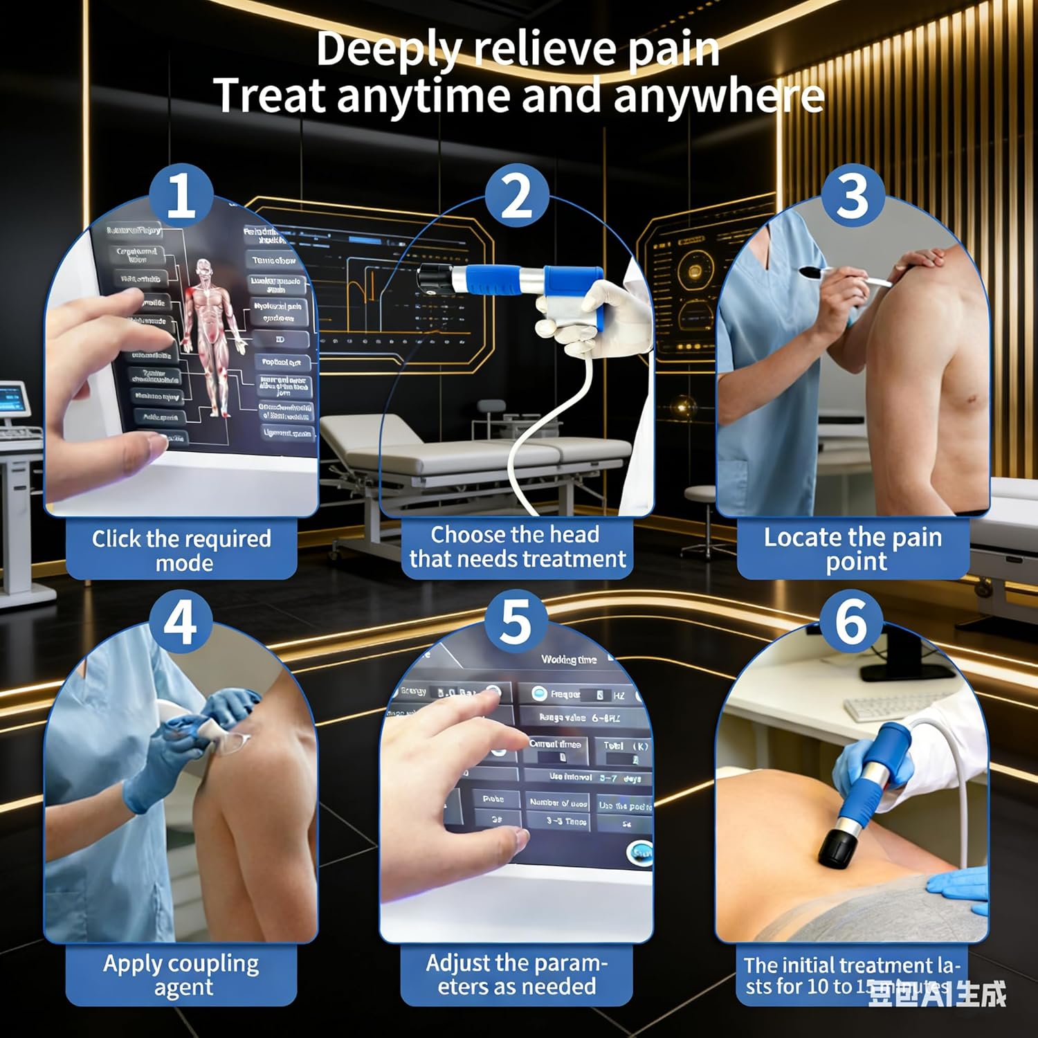 Shockwave Therapy Machine, 10 bar High-Energy ESWT Therapy Device for Chronic Pain in Plantar Fasciitis, Back, Shoulder| Non-Invasive Physical Therapy, 2 Year Protection + Lifetime Parts Replacement