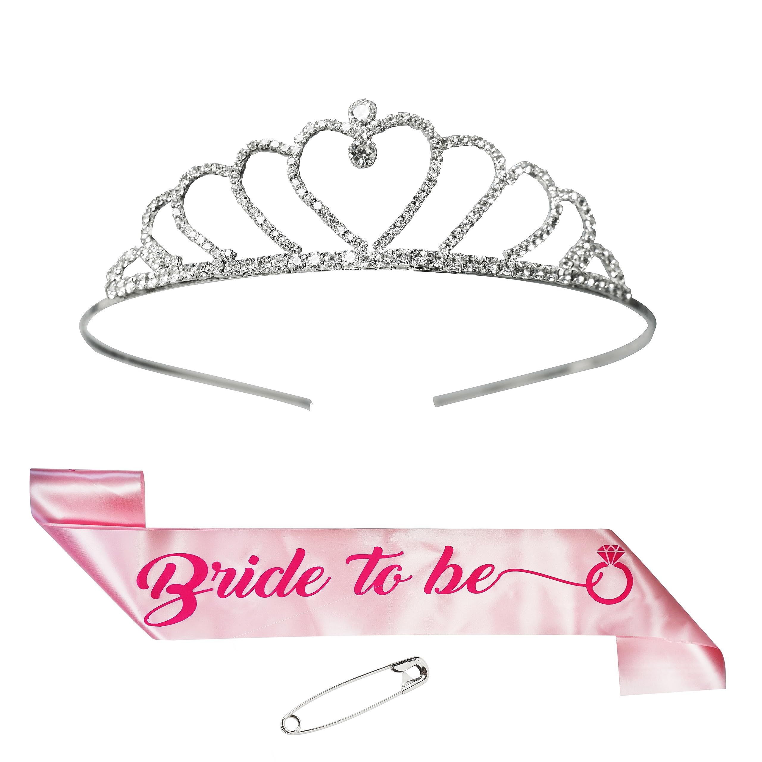 Decofy Bride to Be Sash With Tiara Crown Set | Bride To Be Combo | Bridal Shower Kit | Gold Crown & Satin Sash | Bachelorette Party Supplies | Bridal Shower Decorations-picture-7
