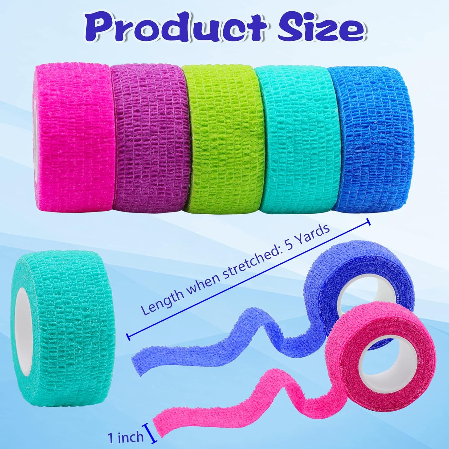 24 Pack Self Adhesive Bandage Wrap,Cohesive Wrap Bandages,Self Adherent Wrap 1 Inch X 5 Yards,Breathable Stretch Sports Tape,Elastic Self Adhesive Tape for Sports Wrist Ankle Athletic - Image 3