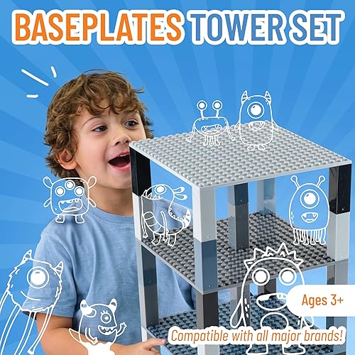 Miniatura 2 de Strictly Briks - Torre de juguete de 6 x 6 pulgadas - 132 piezas (placas base y ladrillos)