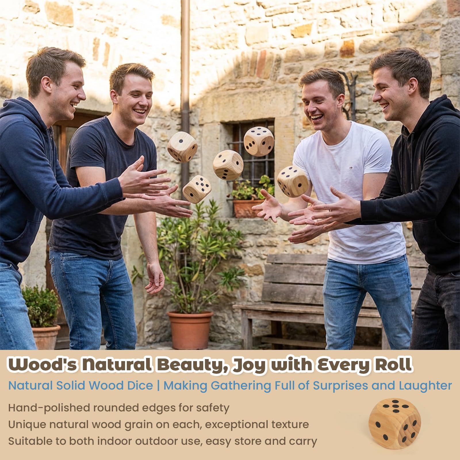 6 Stück Holz Würfel Set 6x6x6 cm für Familie Party Brettspiel Große Größe Würfelspiel