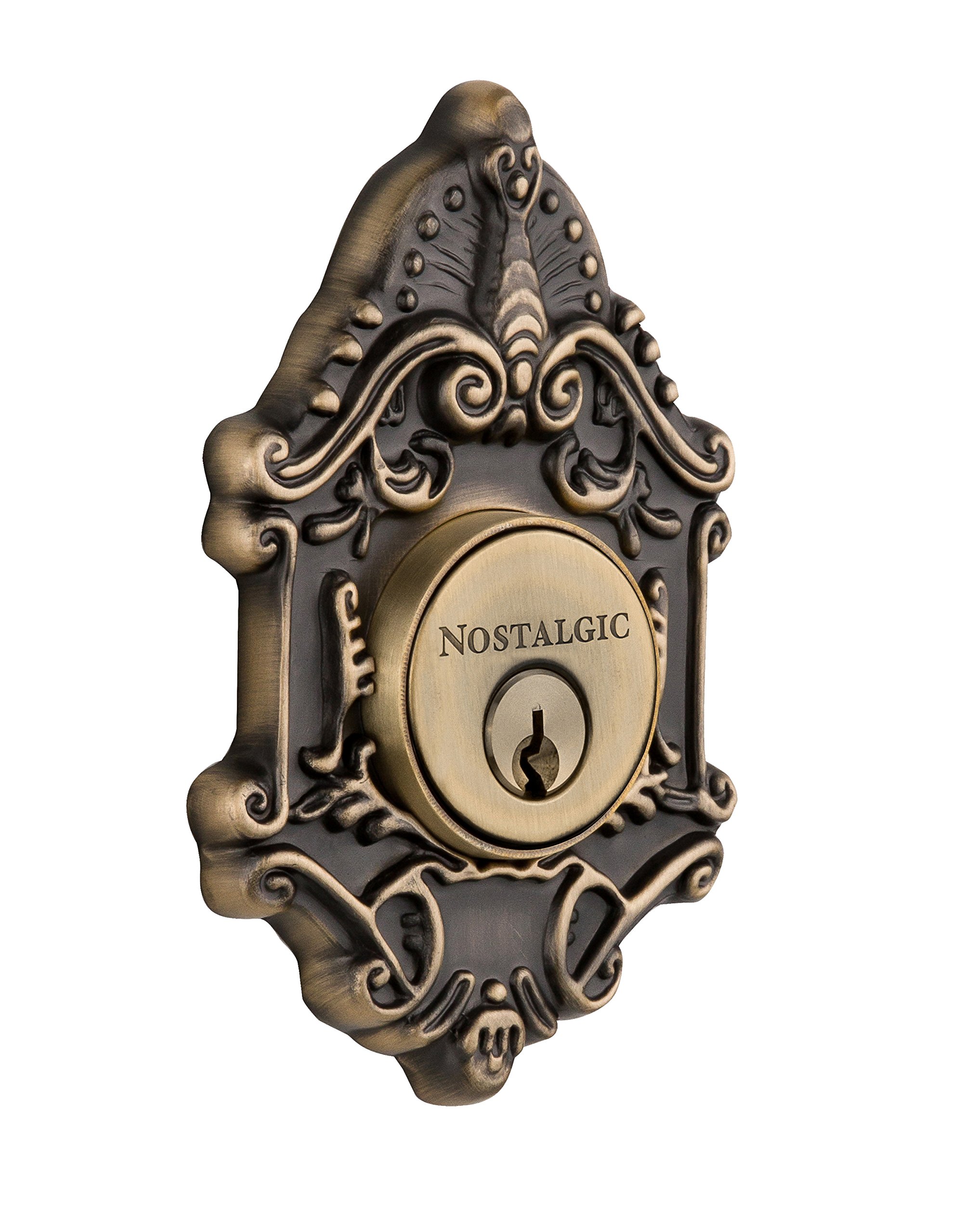 Nostalgic Warehouse Victorian Double Cylinder Deadbolt, Antique Brass