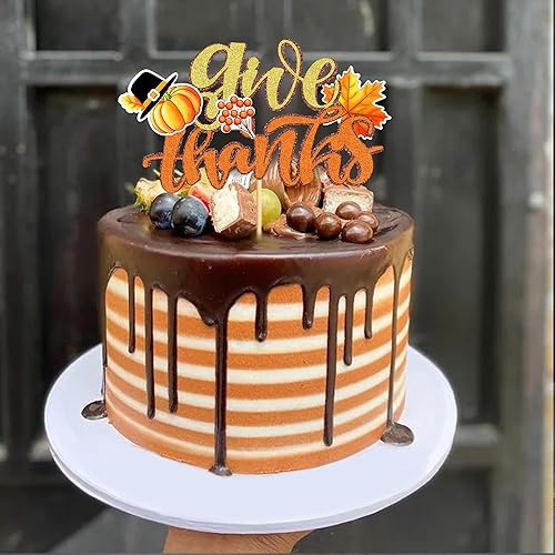 Miniatura 4 de Ercadio 1 paquete de decoración para tartas con purpurina para otoño, cosecha de otoño, decoración de pasteles de Acción de Gracias para fiesta de