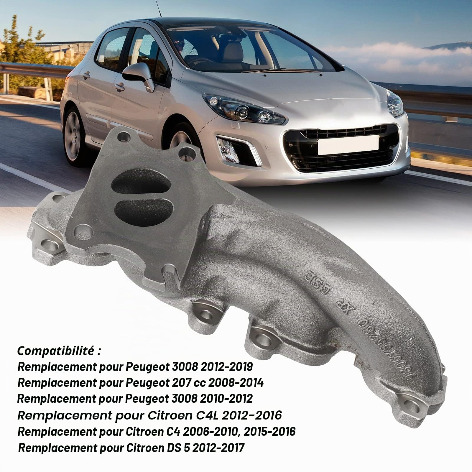 Collecteur D'échappement de Moteur de Remplacement en Métal pour 3008 207 308 SW RCZ