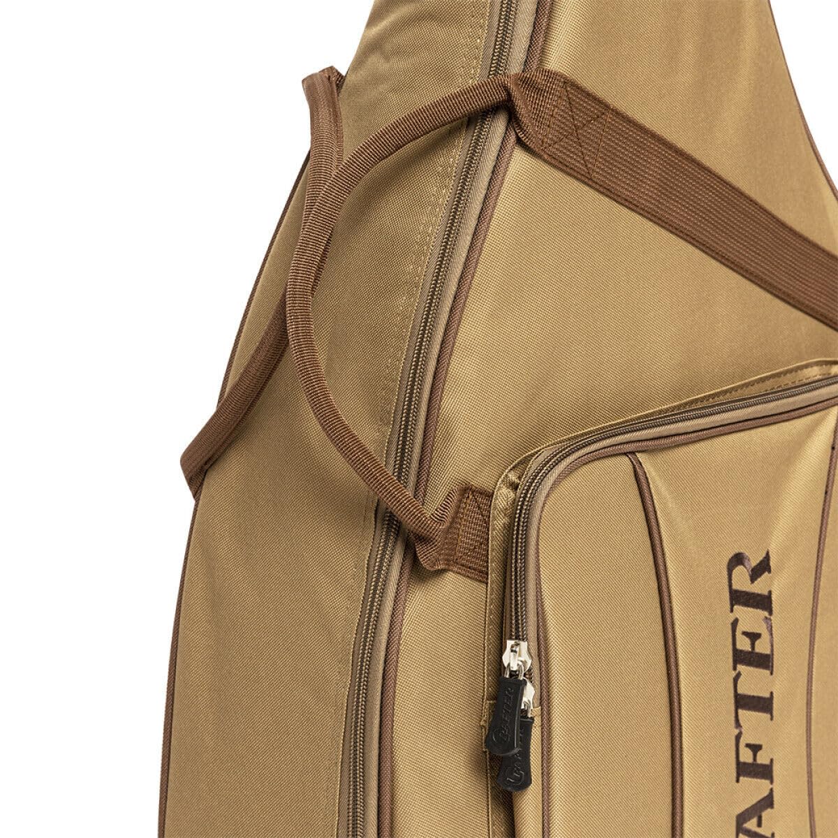 Crafter Gitarrentasche DG-M LINE Gigbag – Braun, 18 mm Polsterung, Rucksackgurt & Tragegriff, 2 Außentaschen, Reißverschluss – für Dreadnought & Grand Auditorium Westerngitarren