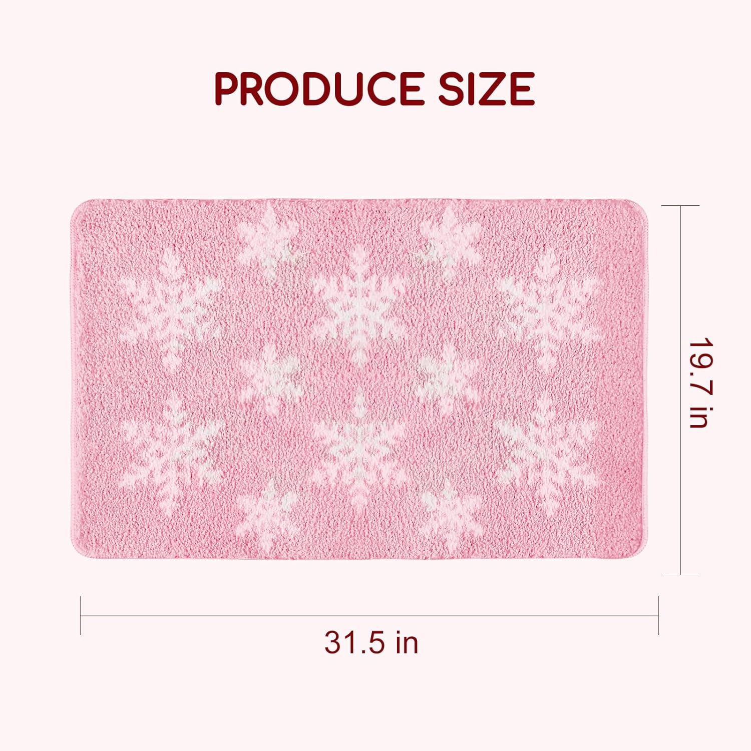 Softania Pink Snowflakes Bathroom Rug - Christmas Bathroom Decor Cute Small Bath Mat Christmas Decorations for Bedroom, Kitchen, Xmas Decor