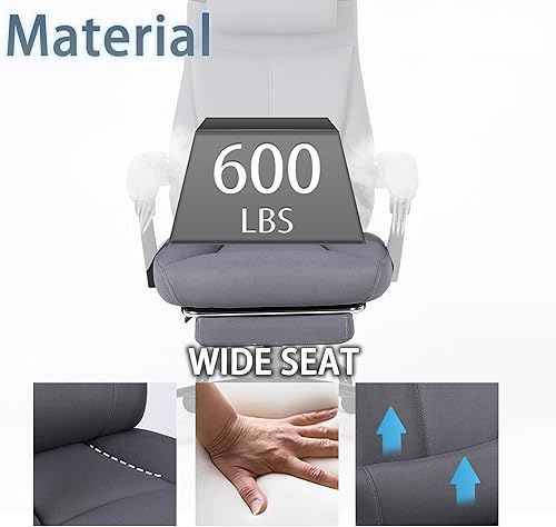 Miniatura 5 de Silla de oficina, sillas de escritorio ergonómicas grandes y altas, soporte lumbar, silla de oficina en casa con respaldo alto ajustable,