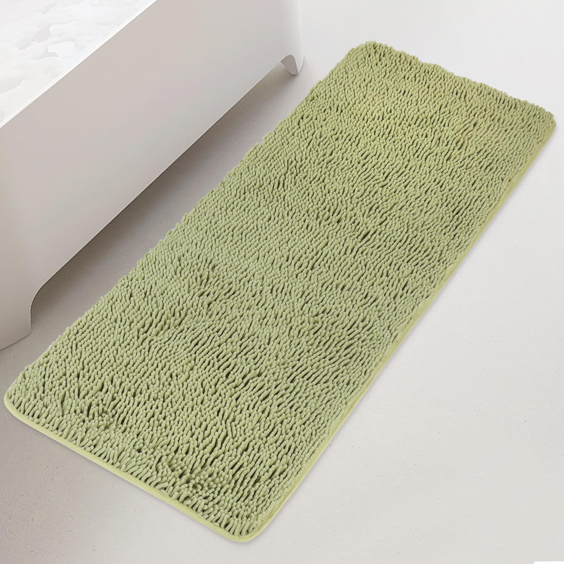 Yeaban Chenille Sage Green Bathroom Runner Rug 24"x60"