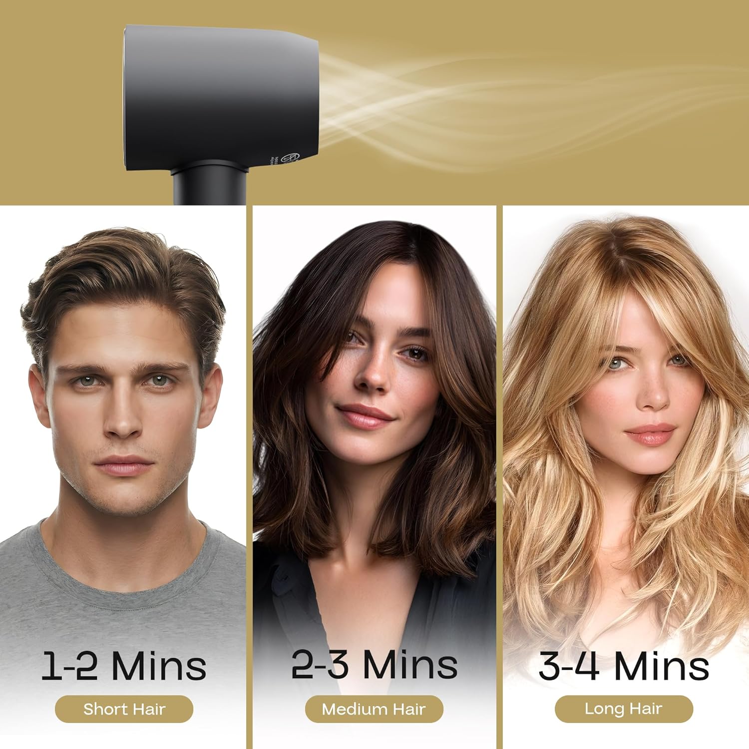 NeatToo Turbo Pro Hair Dryer | 3 Speed Settings with LCD Display | 500M Negative Ions for Smooth Shine | 160,000 RPM Brushless Motor | 1500W Fast Drying, Low Noise & Lightweight Blow Drye - Image 4