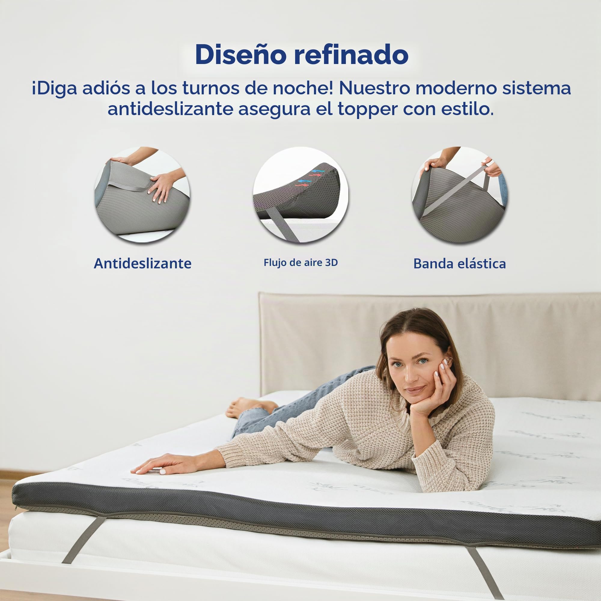 MKS.® Gel Topper 180 x 200 cm, H2 H3 Topper con 7 cm de espuma viscoelástica de gel, confort, con flujo de aire 3D, viscoelástico con funda de bambú extraíble | H2 H3 - Protector de colchón con espuma viscoelástica de gel de 7 cm, con flujo de aire 3D