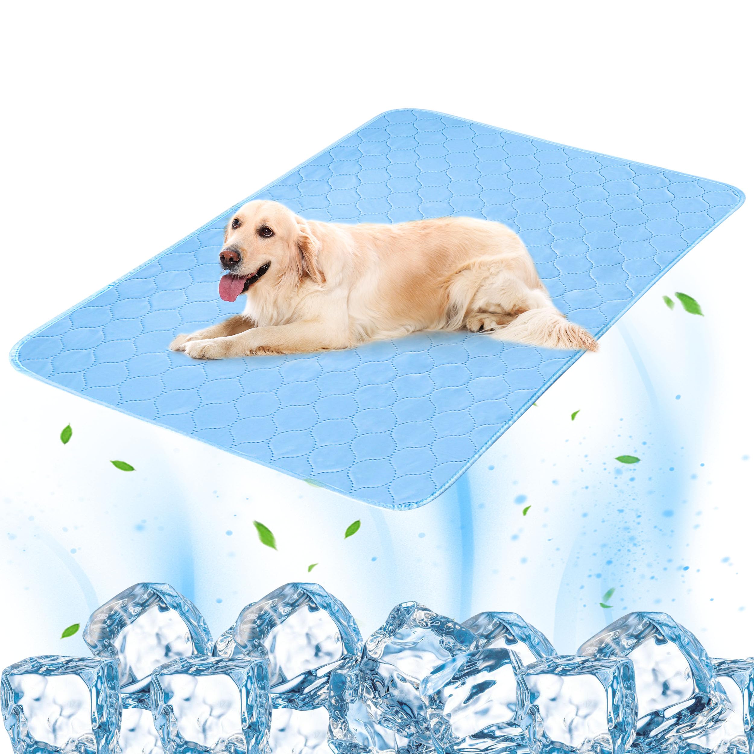 PatiencET Dog Cooling Mat, 28'' x 40'' Upgrade Pet Cool Mat for Dogs Cats, Summer Ice Silk Dog Cooling pad & Washable Pee Pad for Indoor or Outdoor - Bottom Waterproof and Anti Slip