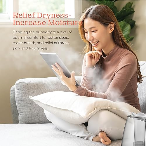 Miniatura 8 de Humidificador de niebla fría, tanque de agua de 2.2 L, para dormitorio, bebé, vaporizador de aire ultrasónico silencioso, nivel de niebla ajustable,