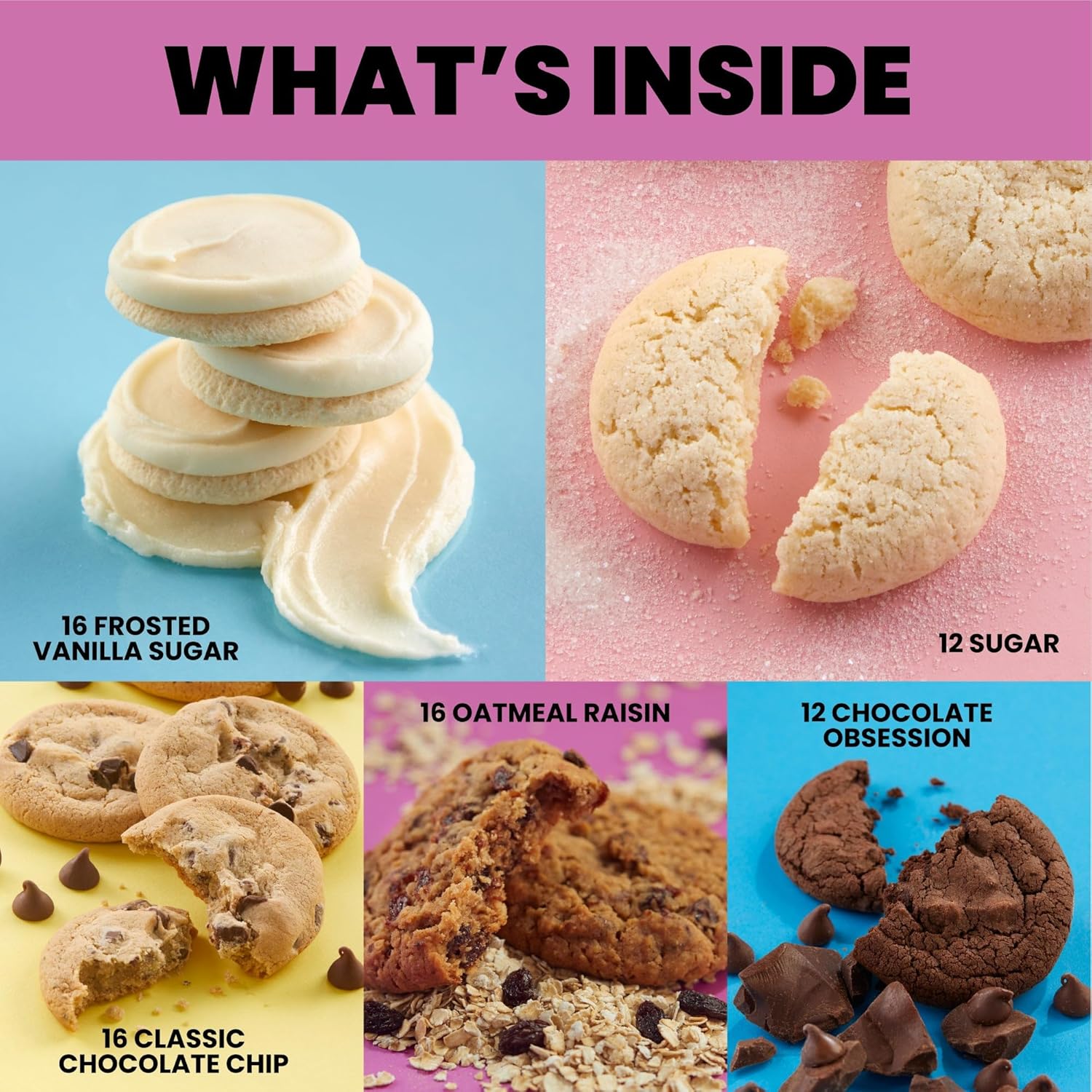 Cheryl's Cookies® Cookie Gift Box w/ 72 Assorted Cookies, Chocolate Chip, Oatmeal Raisin, Chocolate, Sugar & Buttercream Frosted Individually Wrapped, Gourmet, Handmade, Any Occasion, Family, Friends