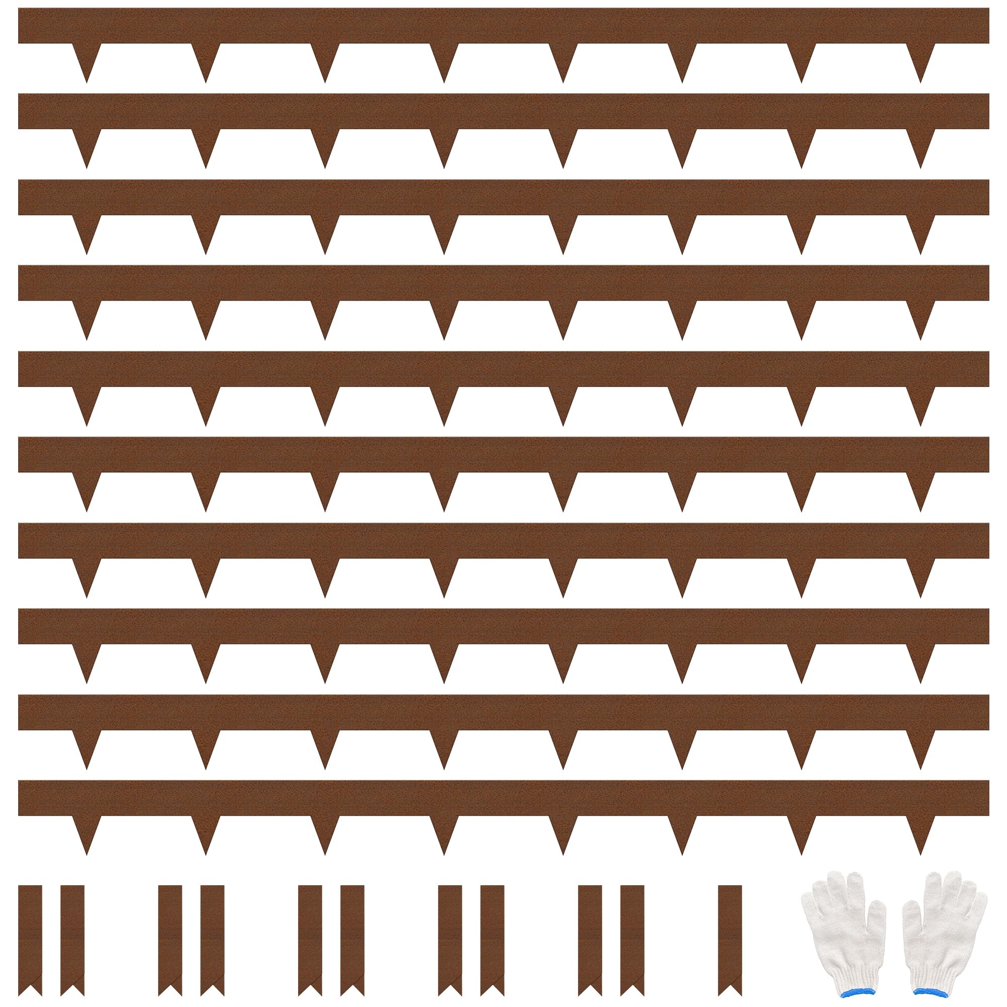 Bordo per Prato 11,4 cm Altezza 10 Pezzi Acciaio Cor-Ten Pre-ossidato Bordo Paesaggistico - Senza Scavo Martellato Resistente Bordo Decorativo in Metallo Corten (10M Lunghezza Totale
