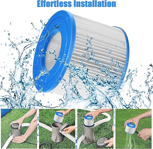 Miniatura 6 de GYMAX Filtro de repuesto para bañera de hidromasaje tipo VI, paquete de 6 cartuchos de filtro de spa compatibles con la mayoría de jacuzzis,