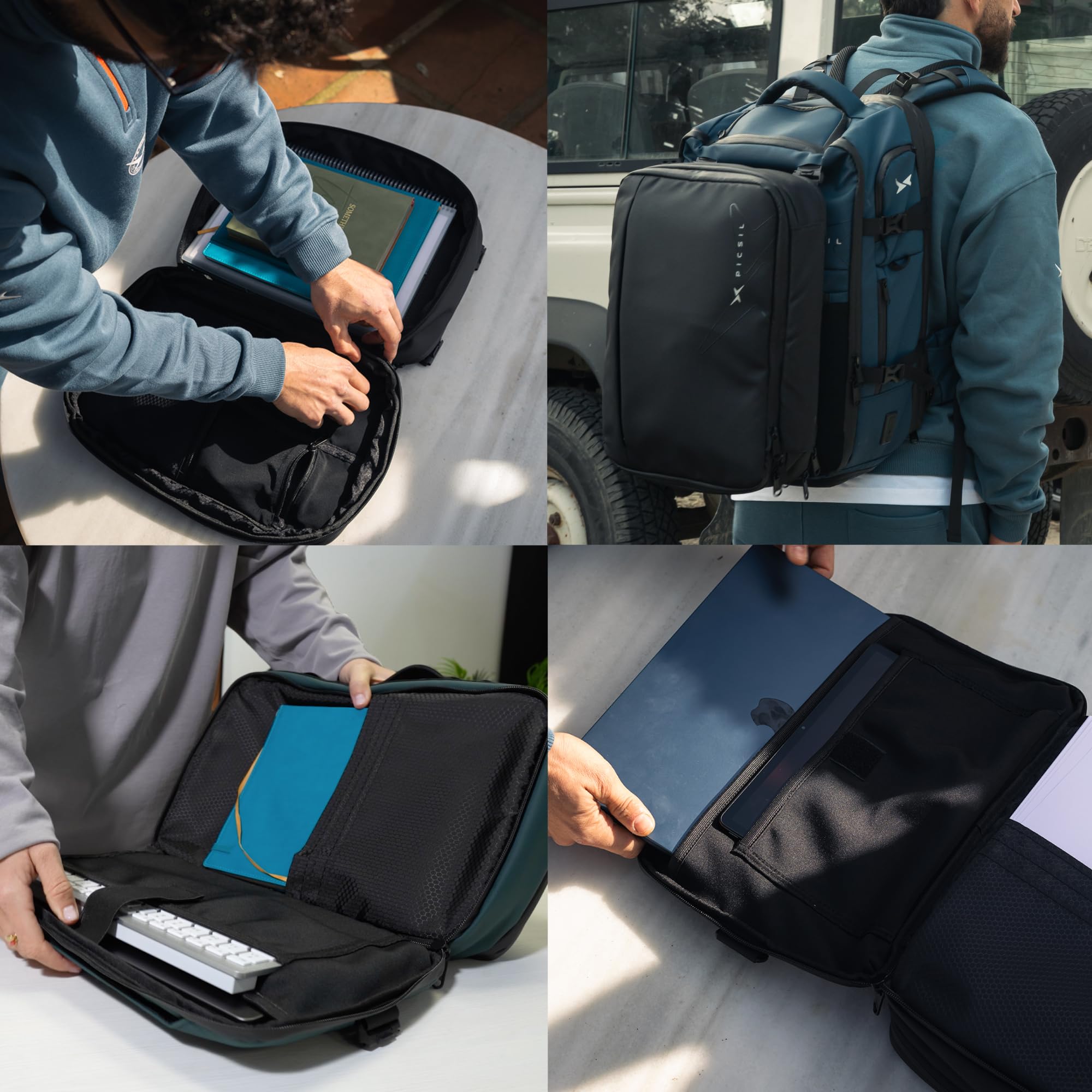 PICSIL Horizon Funda para Portátil - Maletín Modular Organizador de Documentos 10,4L-15,6L, Business Briefcase Extensible, hasta 15.6", Viajes de Negocios y Coworkingg - Moss
